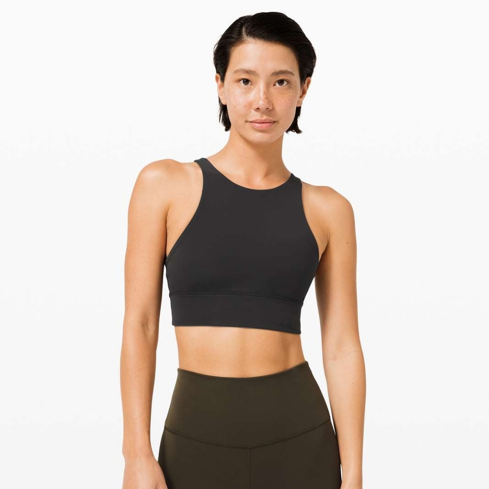 lululemon Energy High Neck Long Line Bra, size 4, Black